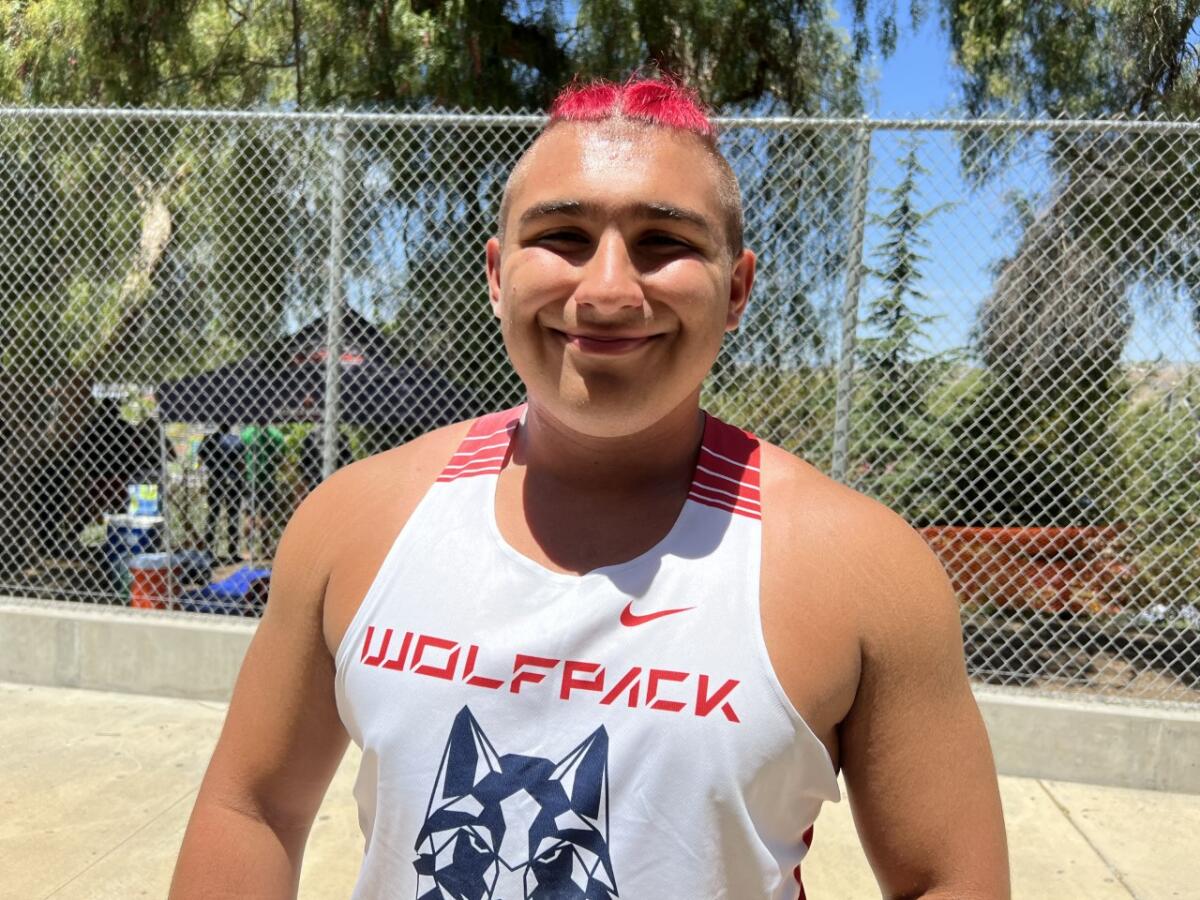 Aiden Pastorian of Great Oak won the Division 1 shotput with a career-best mark of 66 feet, 7 inches.
