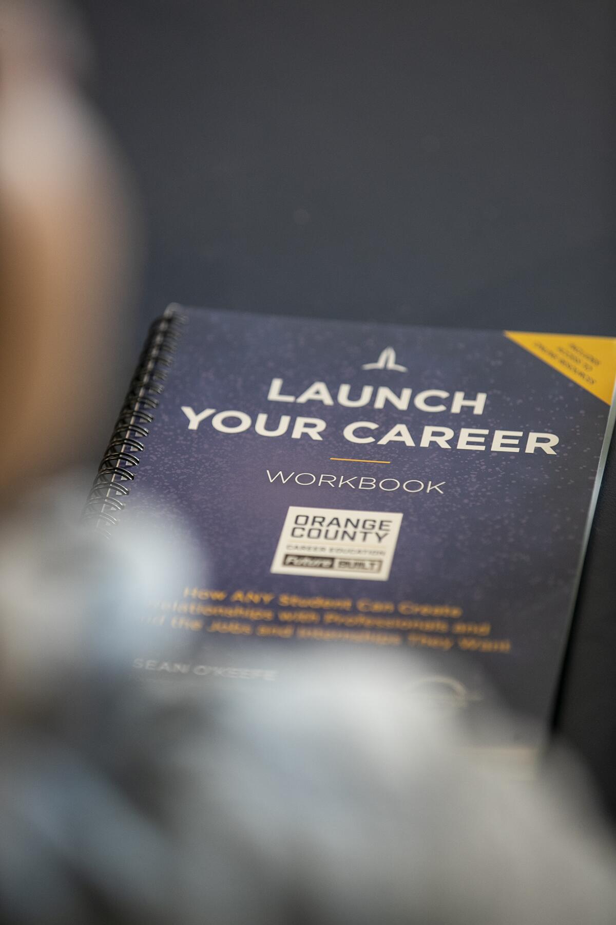 A workbook, part of Orange Coast College's Career Launch program, allows students to journal and plan their job search.