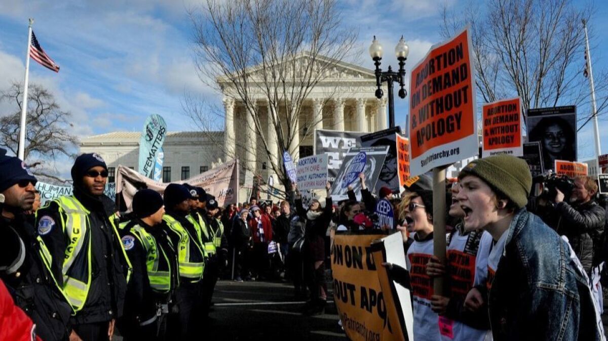 A demonstration in front of the Supreme Court where abortion rights demonstrators and abortion opponents gathered. 
