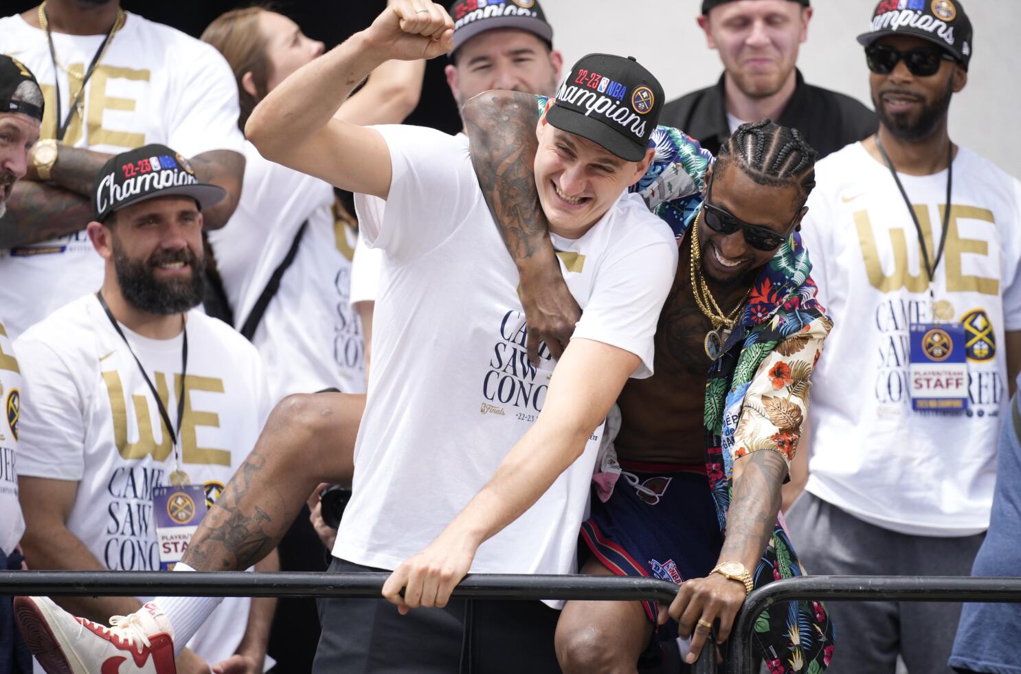 Nuggets players of past take part in celebrating 1st NBA title in