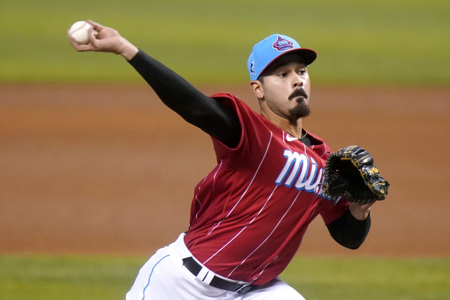 Marlins' López Ks MLB-mark 9 in a row at start, tops Braves - The