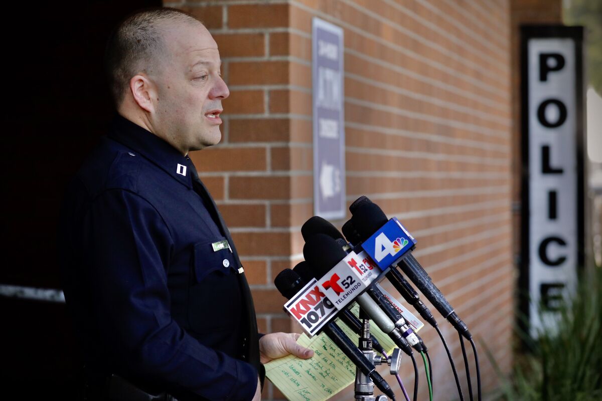 LAPD Capt. Steve Lurie addresses a press conference on the fatal shooting of rapper Pop Smoke