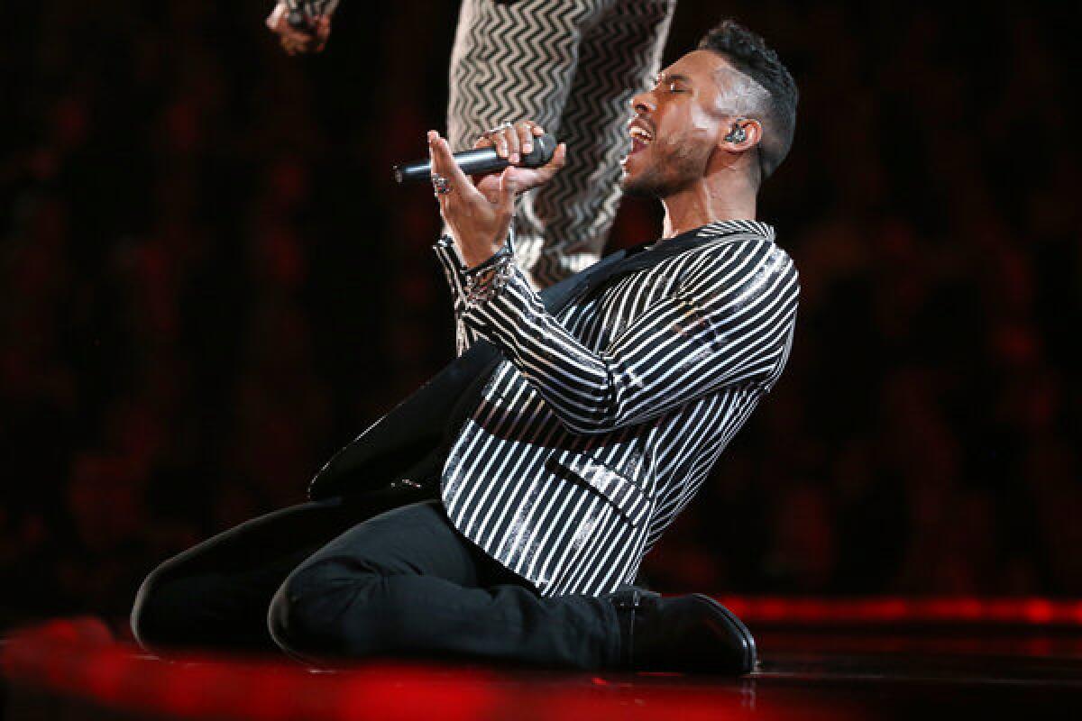 Miguel performs onstage during the Grammy Awards at Staples Center on Feb. 10, 2013 in Los Angeles.