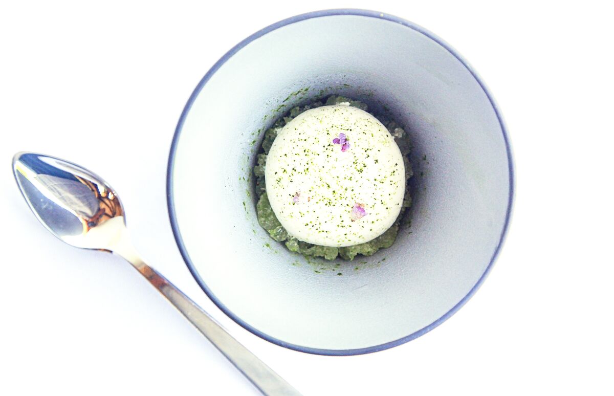 Addison chef William Bradley extracts pure flavors and plays with varying textures in creations like the whipped yogurt fouetté with green tea and yuzu granité.