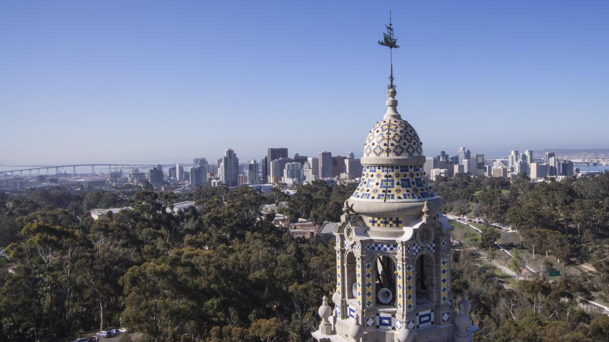 Aerial view from Balboa Park and California Tower.