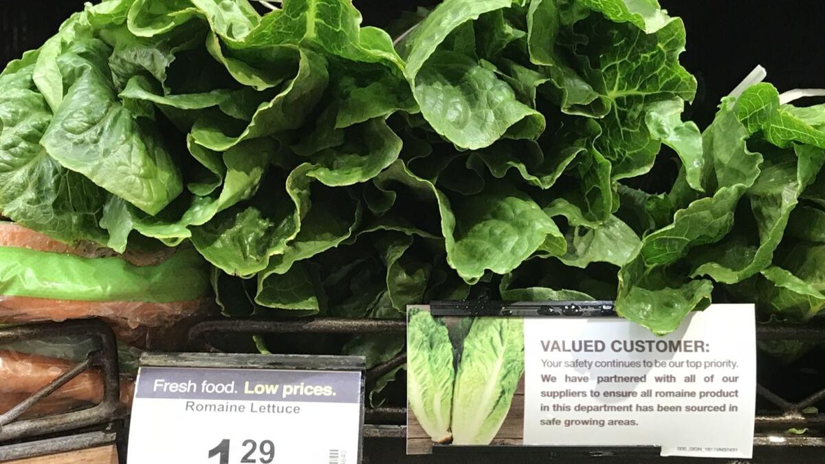 Retailers have begun to alert consumers that lettuce on shelves no longer comes from the winter growing region near Yuma, Ariz., believed to be the source of an outbreak of E. coli bacteria that has sickened 172 people.