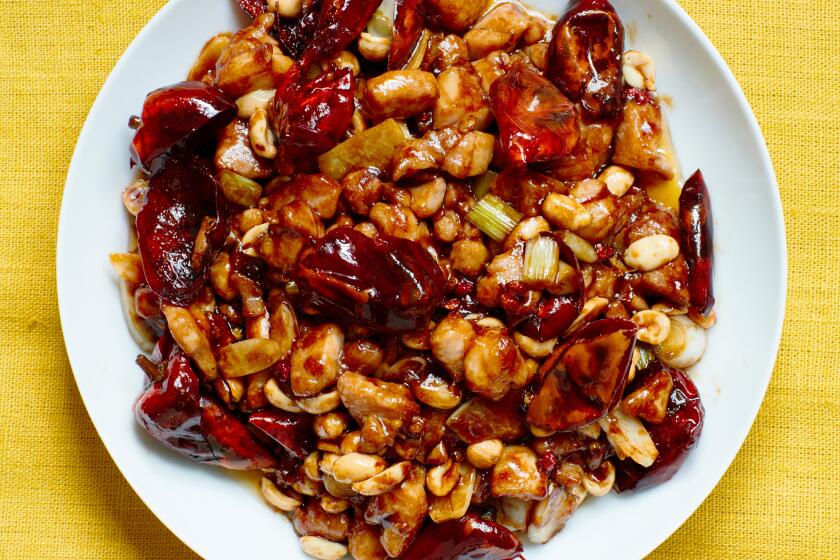 Chengdu-style kung pao combines peanuts with chicken and chiles.