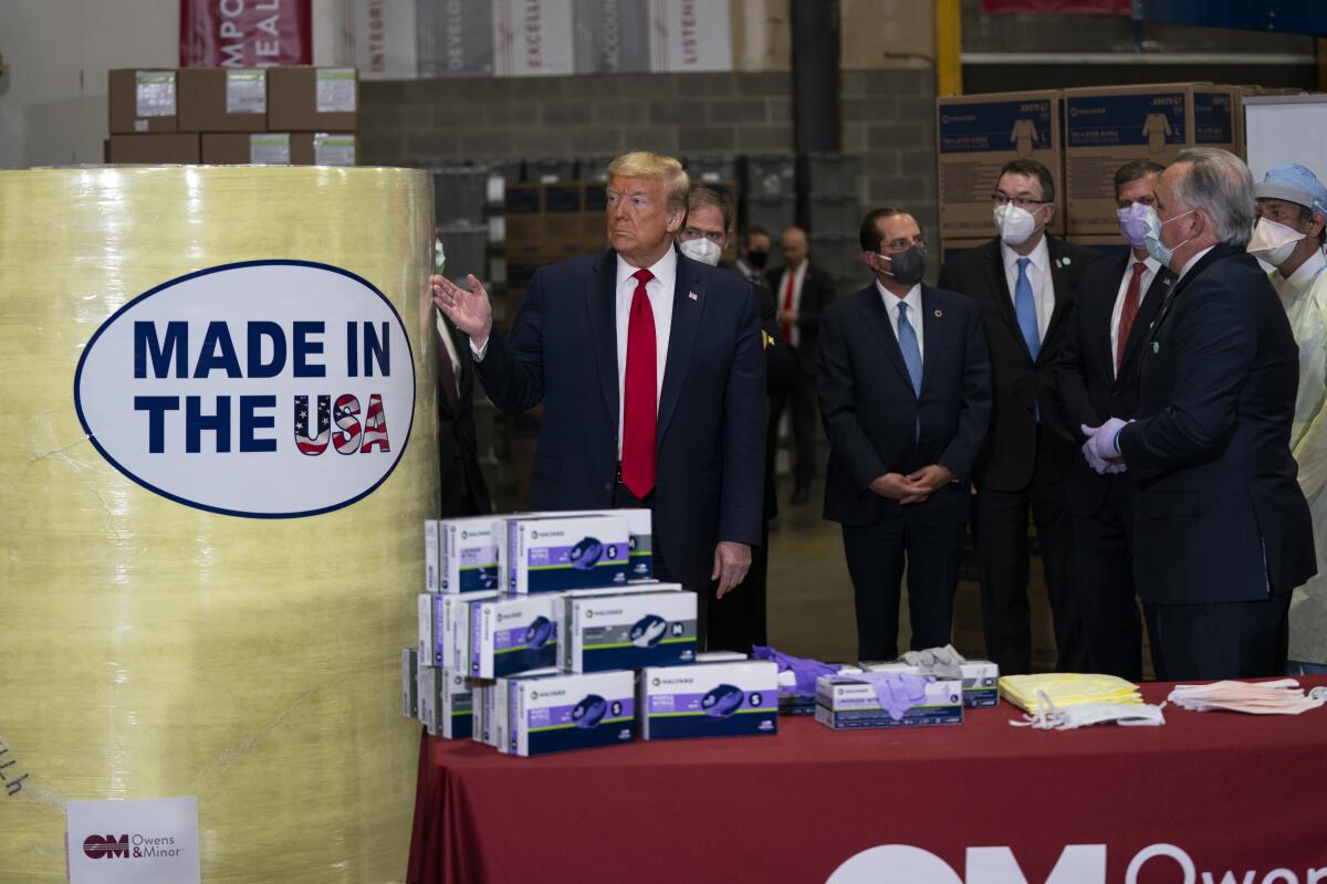 President Trump tours Owens & Minor Inc., a medical supply company in Allentown, Pa.