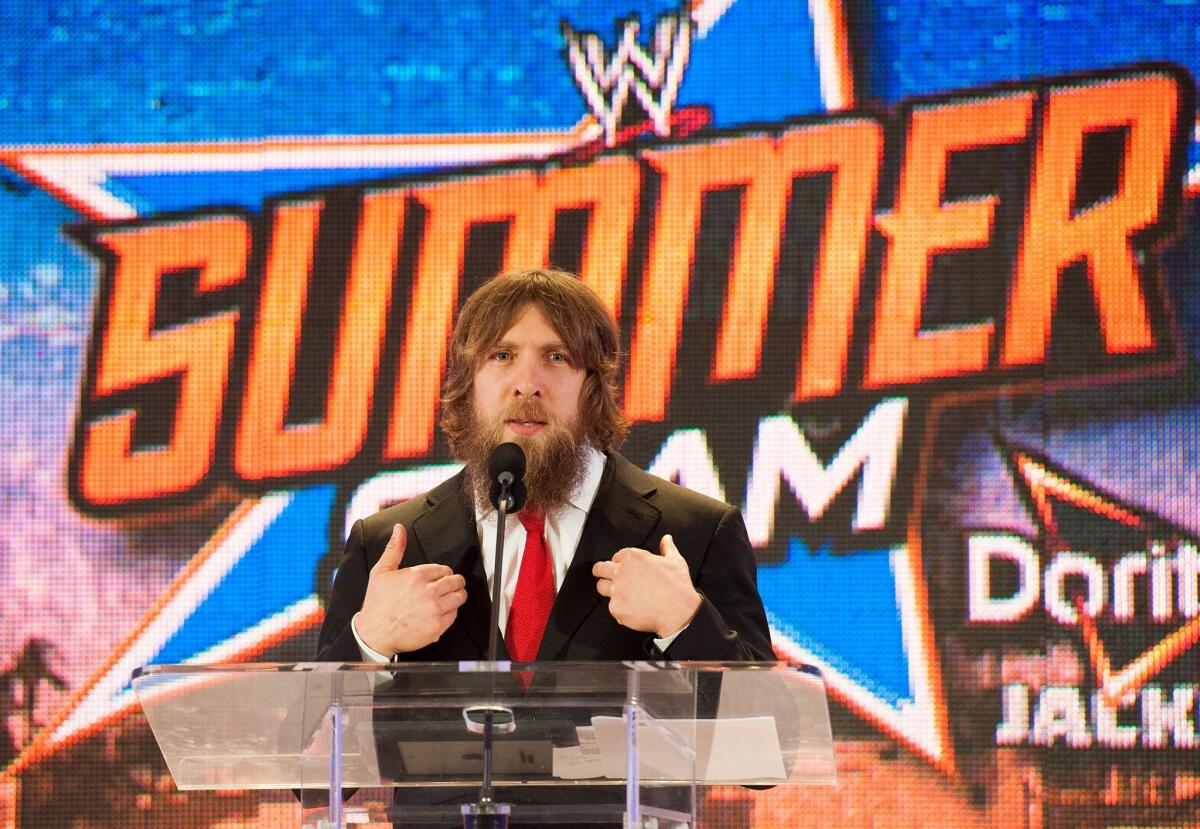 Daniel Bryan appears at the "WWE SummerSlam" news conference. His defeat of WWE champion John Cena was one of the most-tweeted events on TV.
