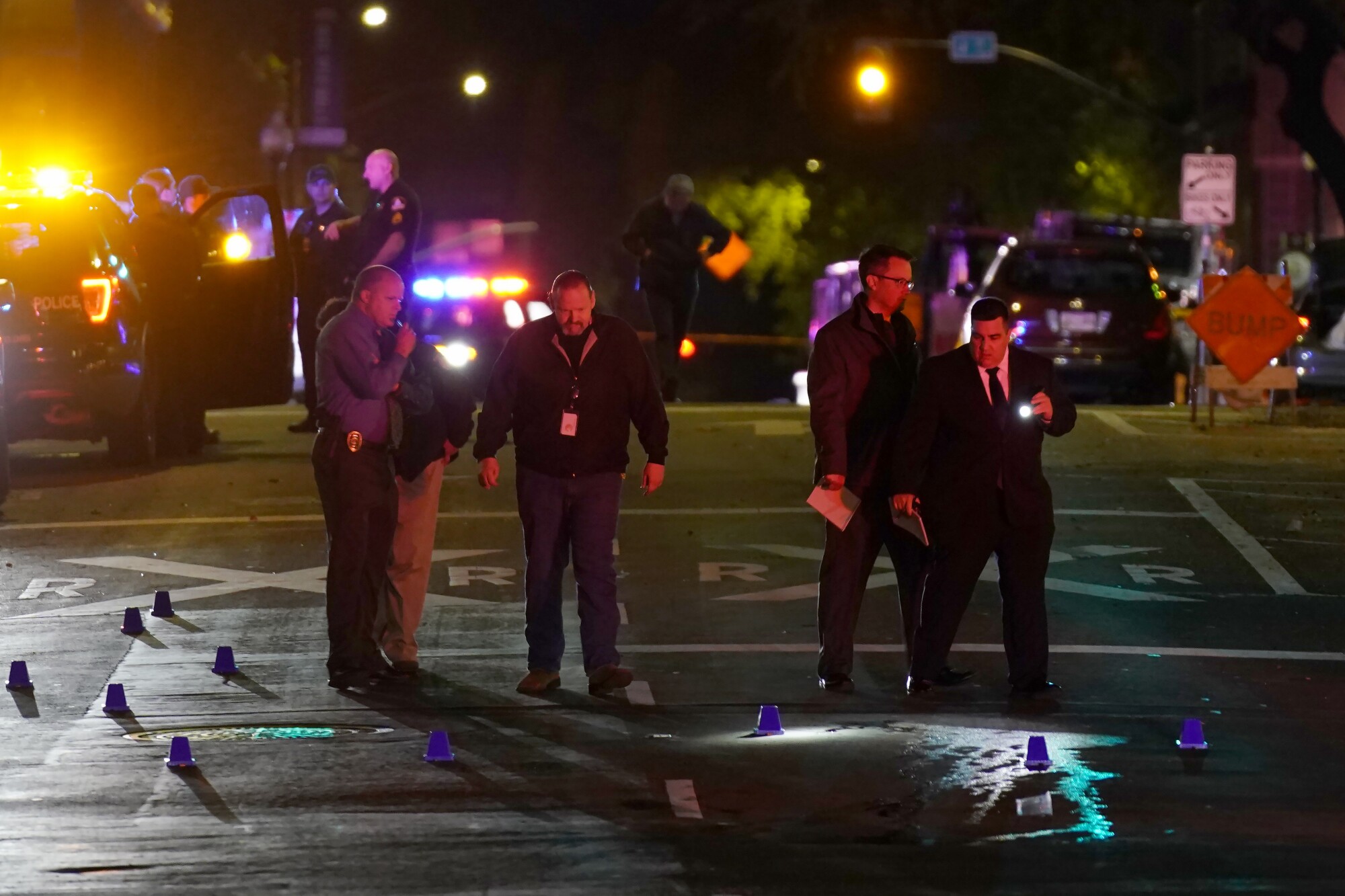 Authorities search area of the scene of a mass shooting with multiple deaths in Sacramento, Calif.