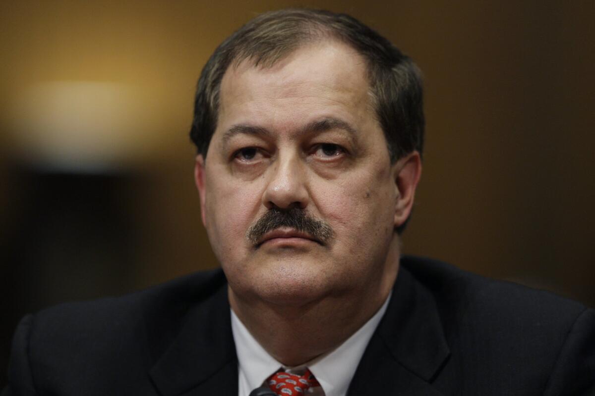 Former Massey Energy Chief Executive Don Blankenship, shown in 2010, has been sentenced to a year in prison and fined $250,000 for his role in a deadly coal mine explosion.