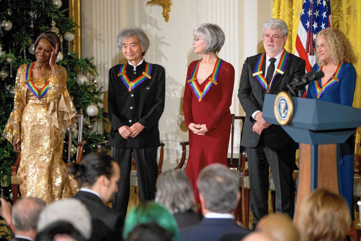 The Kennedy Center Honors Gala on Sunday recognized Cicely Tyson, from left, Seiji Ozawa, Rita Moreno, George Lucas and Carole King.
