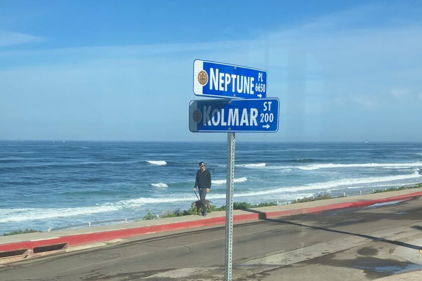 This new street sign was installed March 27 at Neptune Place and Kolmar Street in the Windansea area of La Jolla.