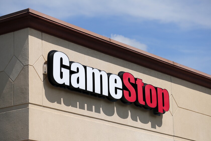 A GameStop store in St. Louis.  Several movies are in the works about the stock market mania and the people behind it. 