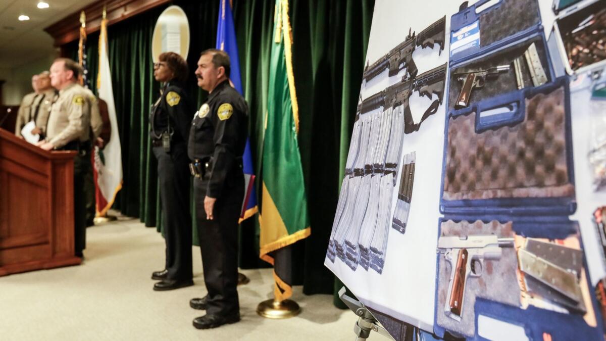 A picture of the weapons cache seized during the investigation of a potential school shooting plot in Whittier.