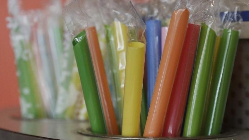 Neon Disposable Plastic Straws for Smoothie Cups Spoon Style 10