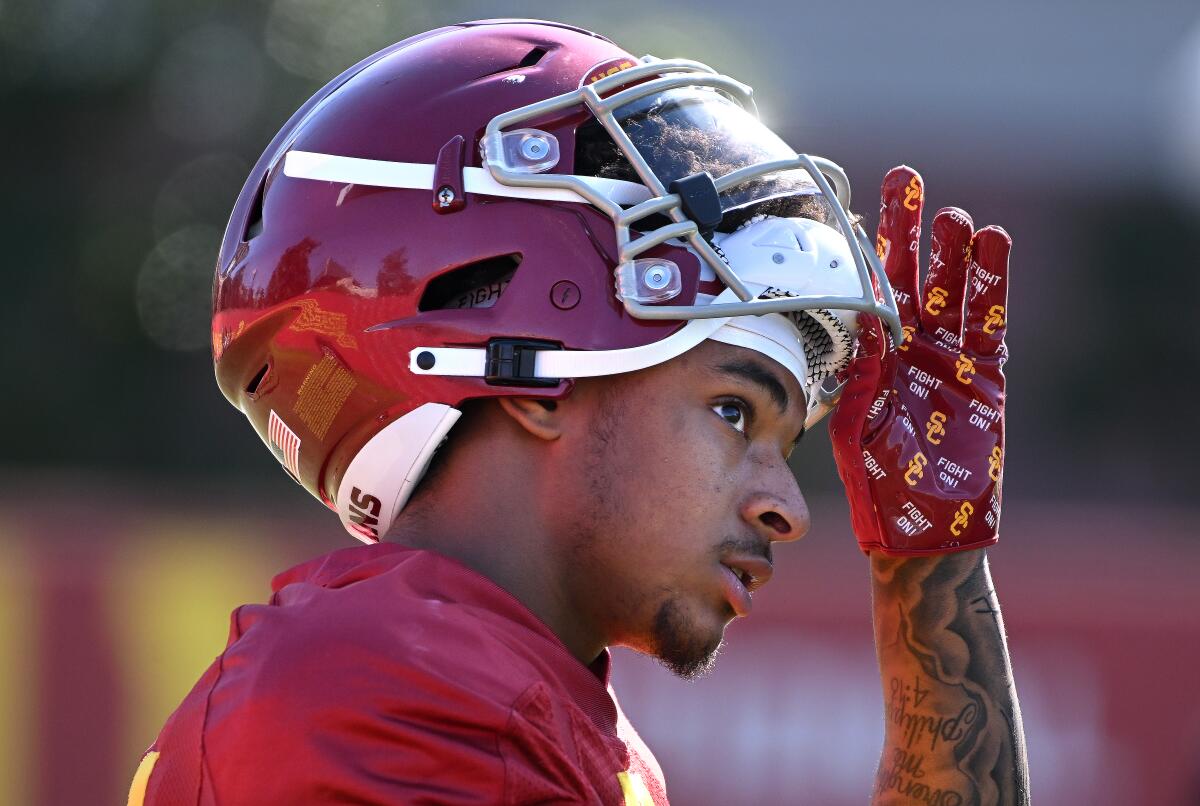 USC wide receiver Dorian Singer, who transferred from Arizona in December, likes what he sees from USC's receivers so far.
