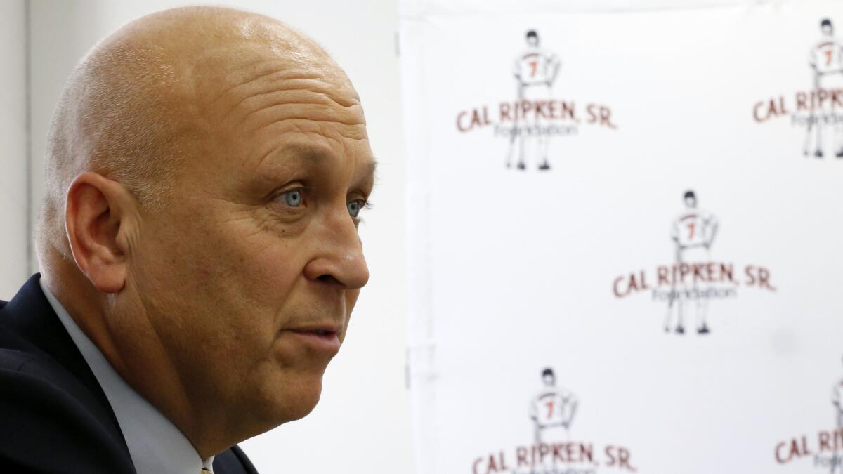 Baseball Hall of Famer Cal Ripken Jr. speaks during a news conference at St. Anthony High School in Jersey City, N.J., on Jan. 15. Ripken said this week he never physically abused other players.