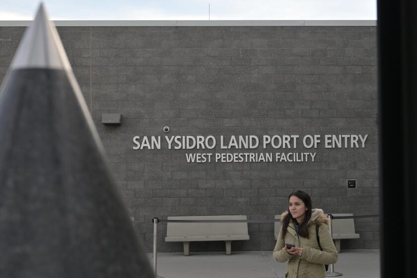 The PedWest pedestrian border crossing, as seen from San Ysidro, has been closed for almost three years since the partial closure of the border due to the Covid-19 pandemic. The crossing re-opened once again to the general public on Monday, January 9, 2023 on a limited bases for now, from 6 a.m. to 2 p.m. (Carlos Moreno / The San Diego Union-Tribune)