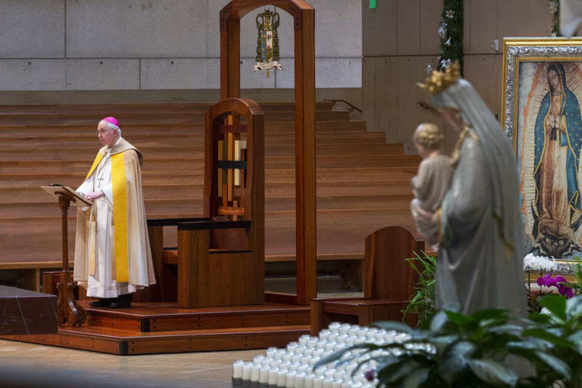 Los Angeles Archbishop José H. Gomez at the Cathedral of Our Lady of the Angels. 