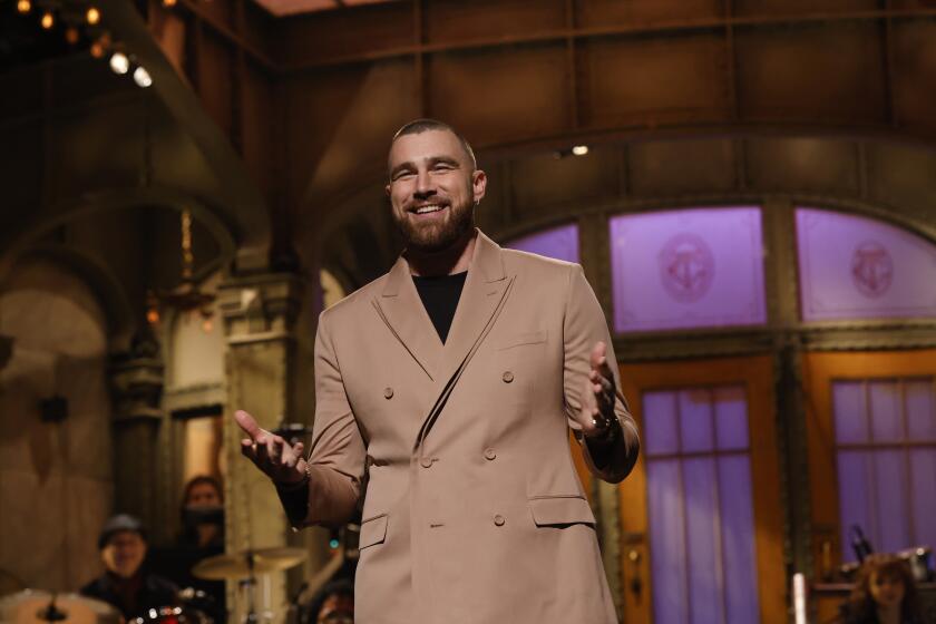 Host Travis Kelce on Saturday Night Live in March 2023.