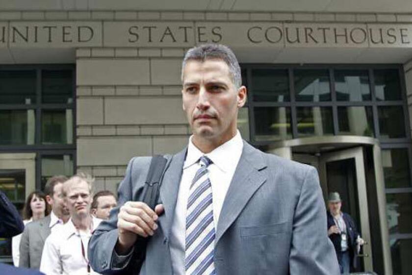 Andy Pettitte leaves the federal courthouse in Washington on Wednesday after testifying in the Roger Clemens trial.
