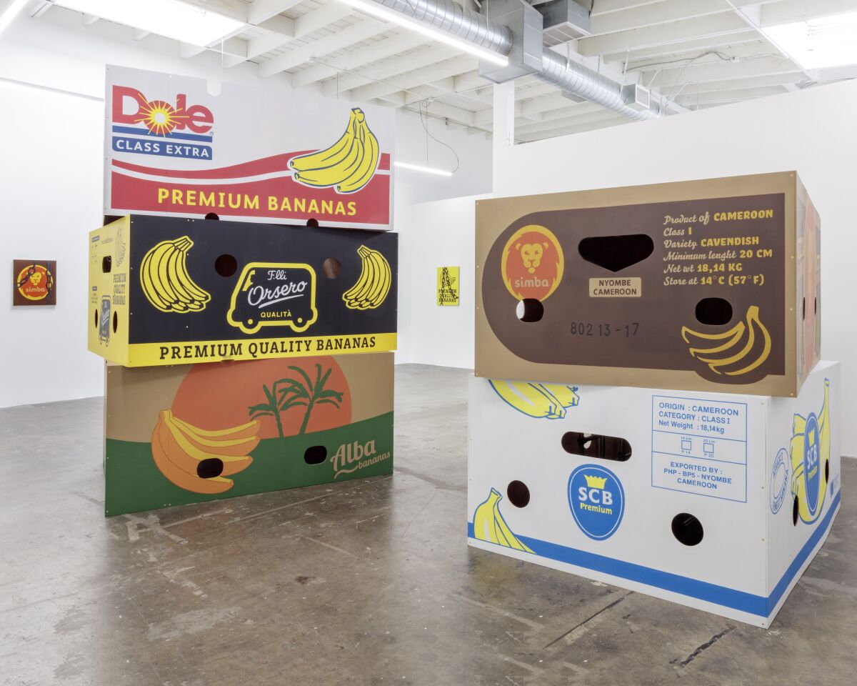 Jebila Okongwu's installation at Baert Gallery in Los Angeles.