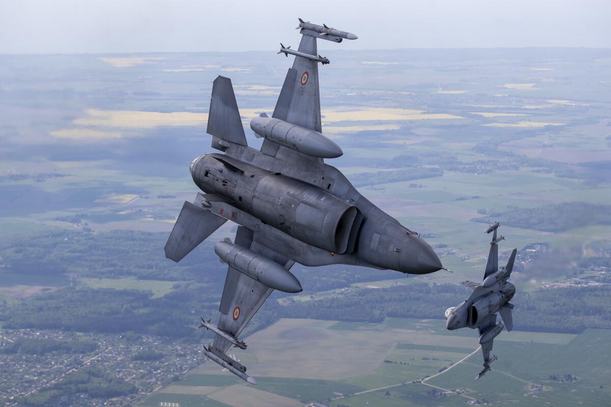 F-16 fighter jets participating in policing mission