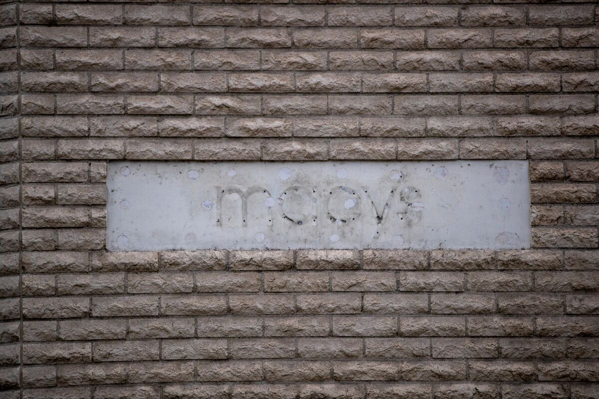 The Macy's sign has been removed from the Laguna Hills Mall.