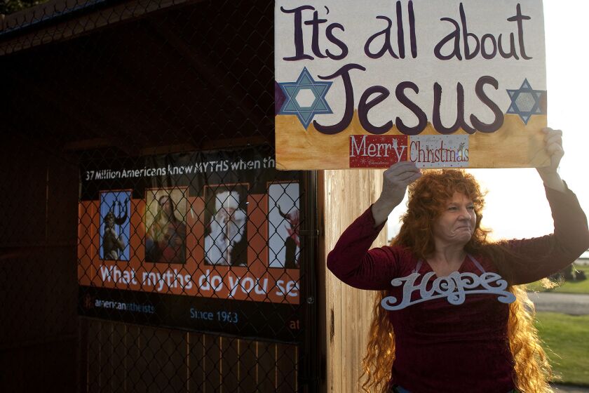 In 2011, the city of Santa Monica doled out spots at its Palisades Park holiday display to atheist groups, touching off protests from Christians about a "war on Christmas."