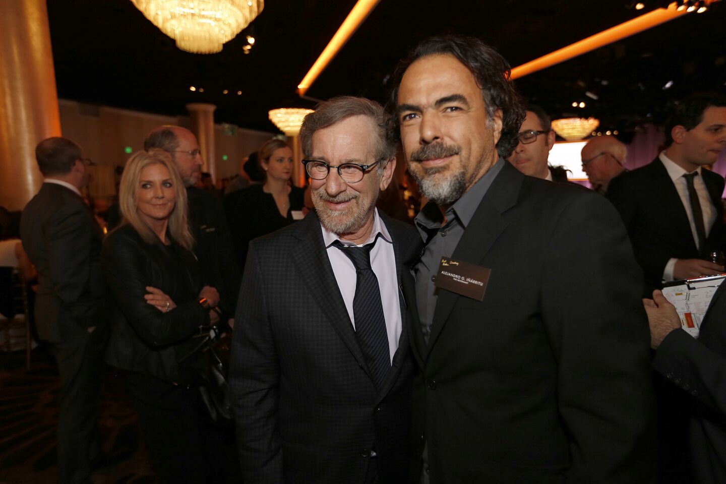 Directors Steven Spielberg, left, and Alejandro G. Iñárritu at the luncheon.