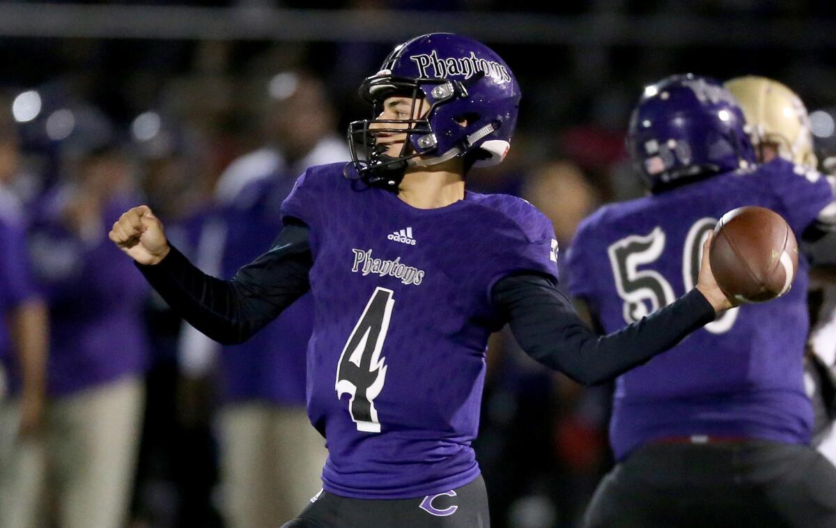 Cathderal quarterback Andrew Tovar passes against St. Francis on Oct. 28.