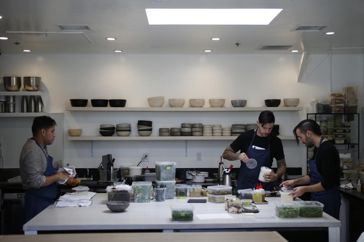 Chef Jordan Kahn, right, has reemerged. He's cooking at Destroyer in Culver City.