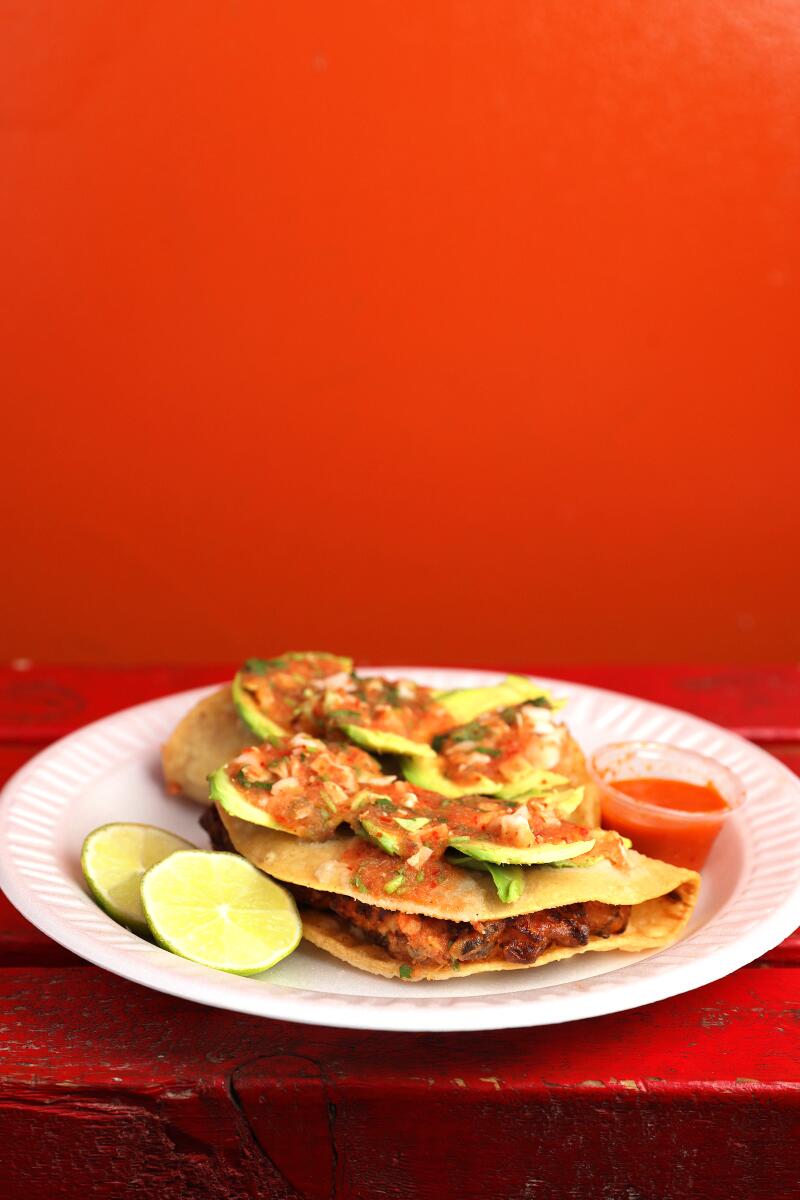 Tacos de camarones at Mariscos Jalisco.
