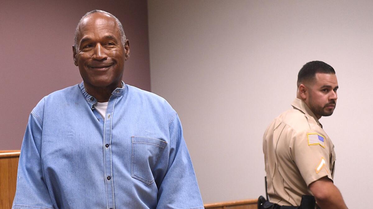 O.J. Simpson at his parole hearing at Lovelock Correctional Center in Lovelock, Nev., in July.