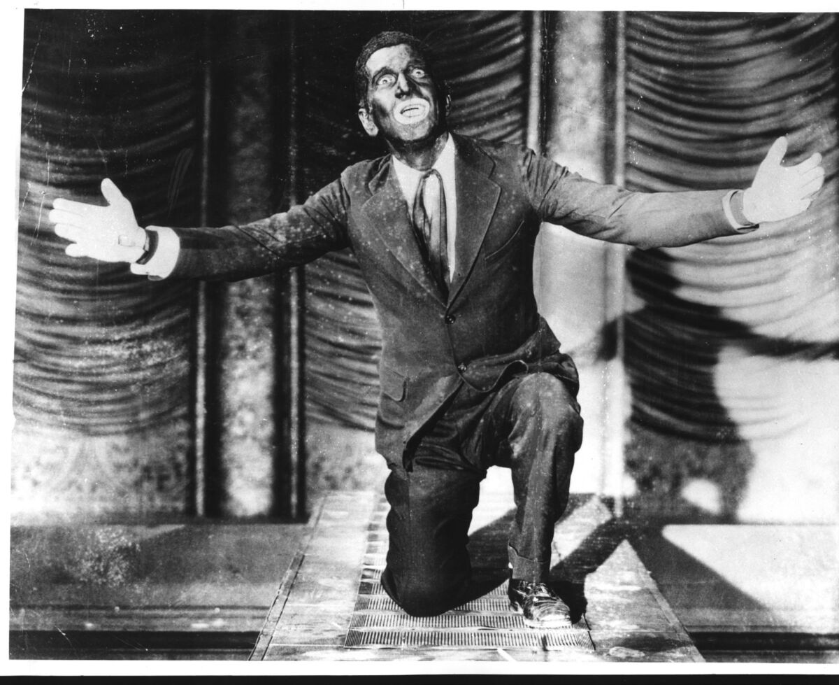 Al Jolson in "The Jazz Singer," which famously featured the performer in blackface. (Los Angeles Times)