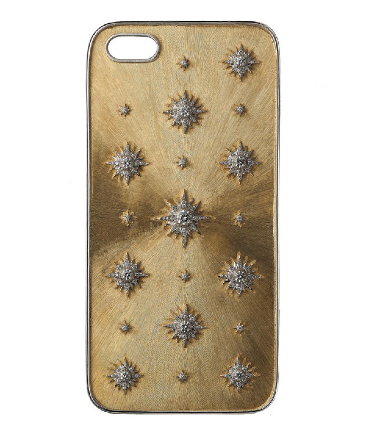 Buccellati gold Unica collection diamond-encrusted iPhone case.