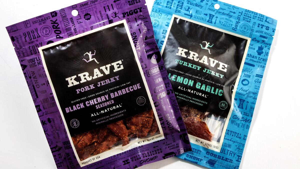 Krave comes in flavors including black cherry barbecue and lemon garlic.
