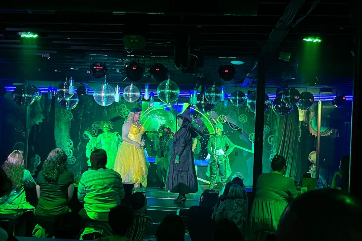 A stage view of the Mimosa Girls’ “Wicked” parody performance.