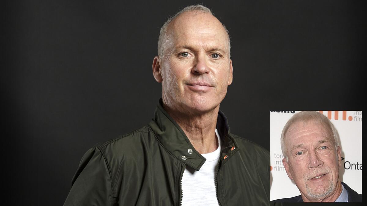 Actor Michael Keaton, with an inset photo of Walter Robinson.