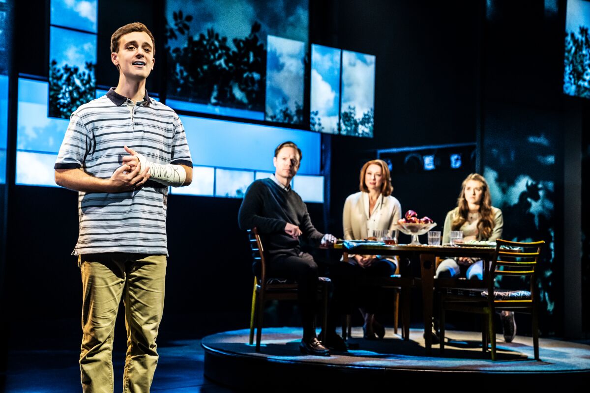 Stephen Christopher Anthony (left) and the cast of the touring "Dear Evan Hansen."