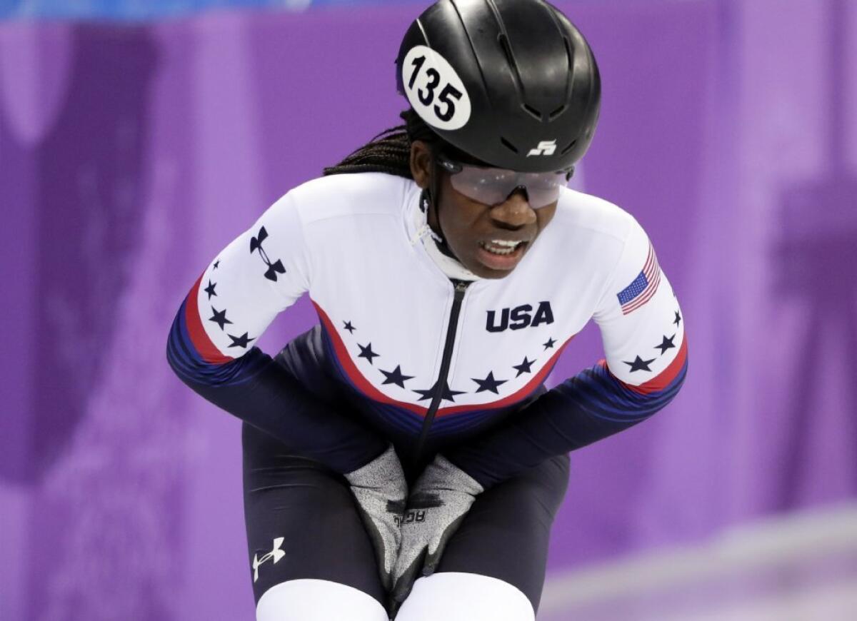 Speedskater Maame Biney lost her signature race, the 500, and is unlikely to contend for a medal in her final event, the 1,500.