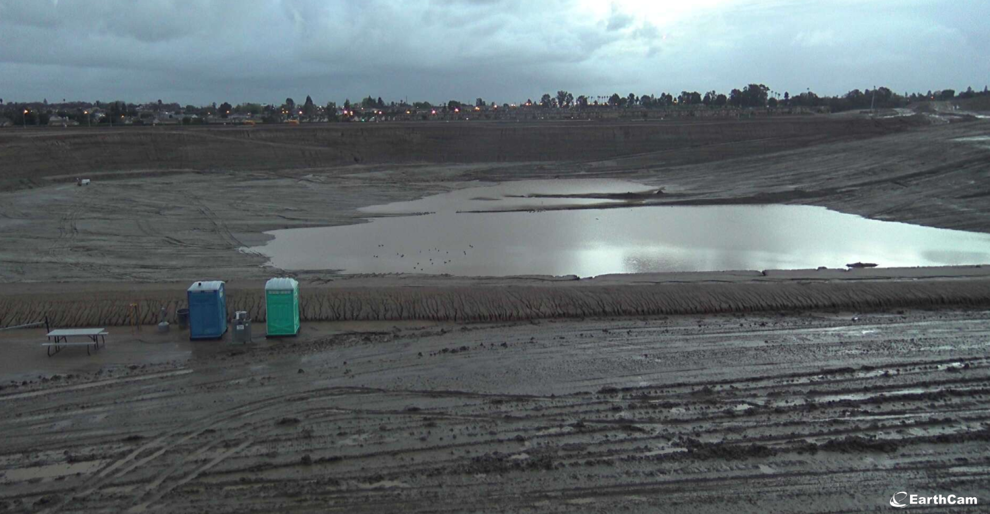 Flooded SoFi Stadium construction site in February 2017.