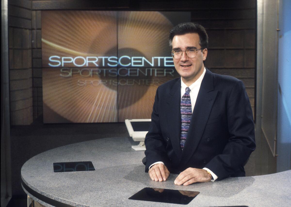 ESPN on-air personality Keith Olbermann at the "SportsCenter" studio set in 1996. He is rejoining ESPN to host a weeknight talk show.