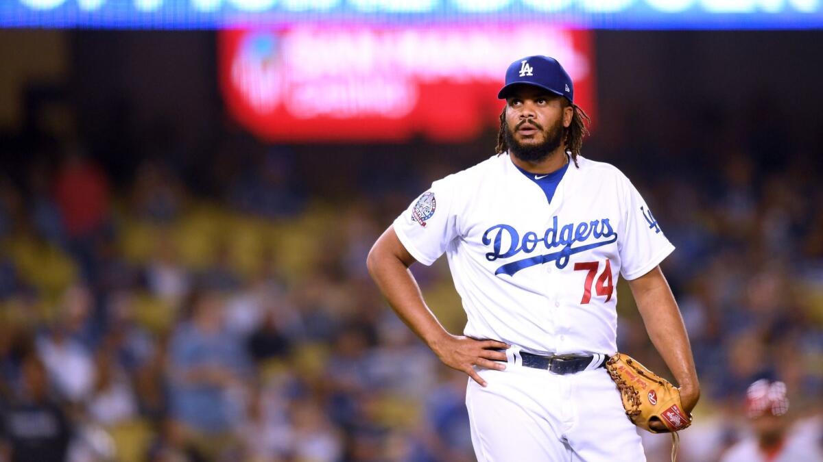 Kenley Jansen reacts after giving up a two-run homer to Paul DeJong of the St. Louis Cardinals on Wednesday.