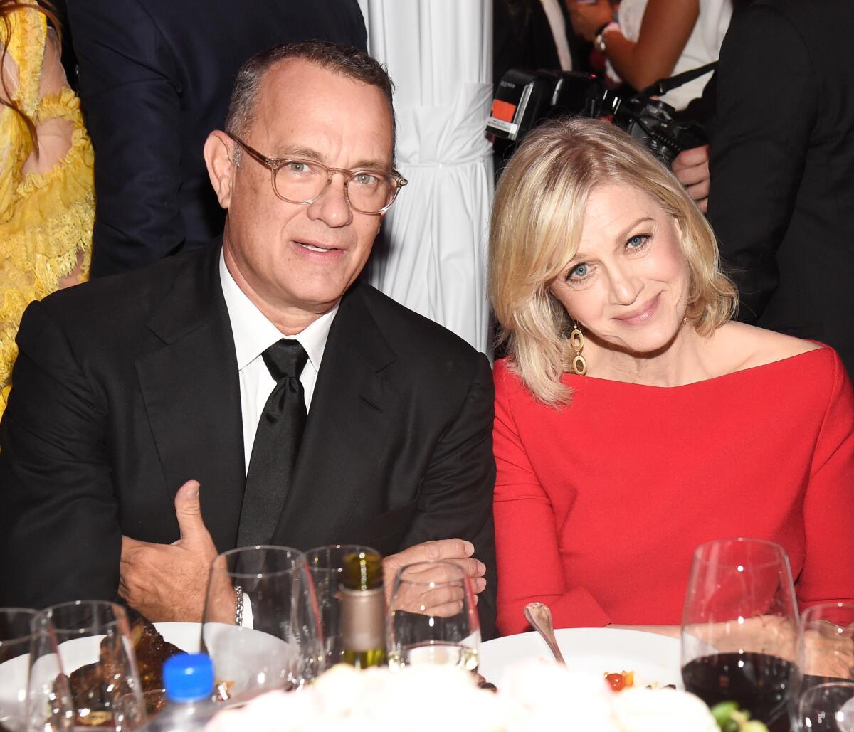 Tom Hanks and Diane Sawyer at the amfAR Gala Los Angeles.