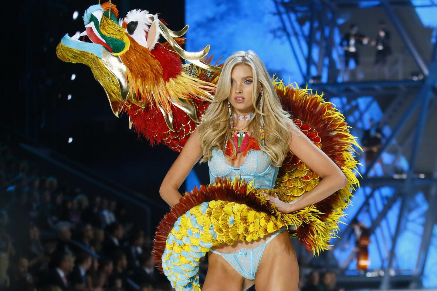 The Victoria's Secret Fashion Show was held Wednesday at the Grand Palais in Paris. Swedish model Elsa Hosk wears a creation.