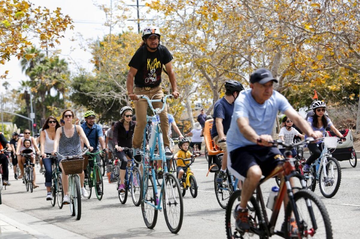 Thousands of bikers, skaters and pedestrians participated in a CicLAvia event in August on a route that stretched from Culver City to Venice.