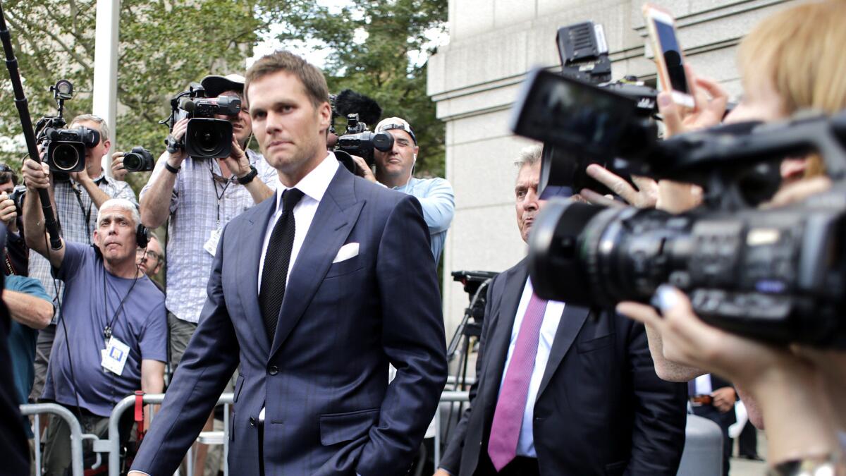 New England Patriots quarterback Tom Brady leaves federal court Wednesday.