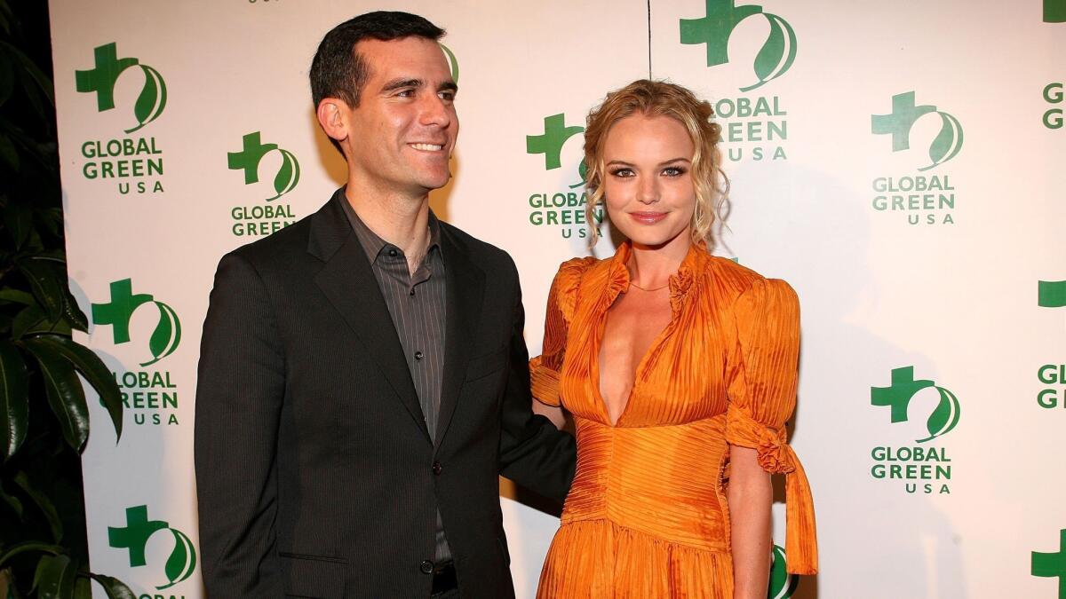 Eric Garcetti and Kate Bosworth arrive at Global Green USA's Oscars party at the Henry Fonda Music Box Theatre in 2006.